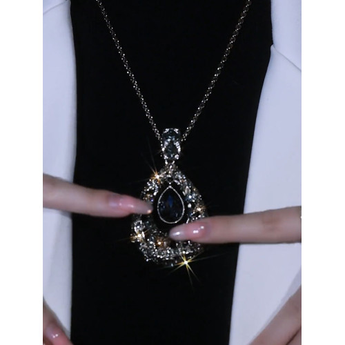 餘生有你水滴形毛衣鏈幾何端莊優雅大氣項鍊輕奢時尚百搭掛件配飾