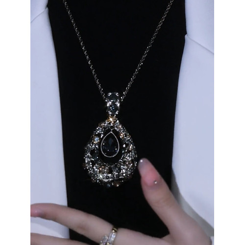 餘生有你水滴形毛衣鏈幾何端莊優雅大氣項鍊輕奢時尚百搭掛件配飾