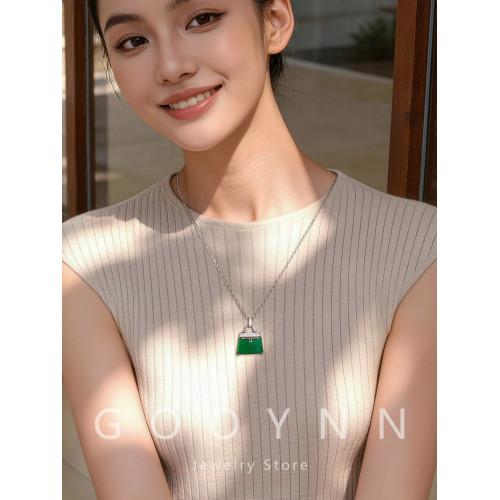 長款天然綠玉髓包包吊墜項鍊女高級感輕奢小衆新中式鎖骨毛衣鏈 長款天然綠玉髓包包吊墜項鍊女高級感輕奢小衆新中式鎖骨毛衣鏈