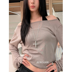 簡約ins風十字星芒吊墜項鍊女小衆高級感百搭毛衣鏈時髦個性頸鏈