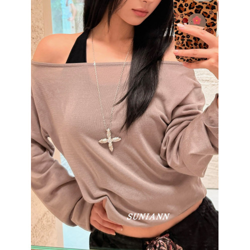 簡約ins風十字星芒吊墜項鍊女小衆高級感百搭毛衣鏈時髦個性頸鏈 簡約ins風十字星芒吊墜項鍊女小衆高級感百搭毛衣鏈時髦個性頸鏈