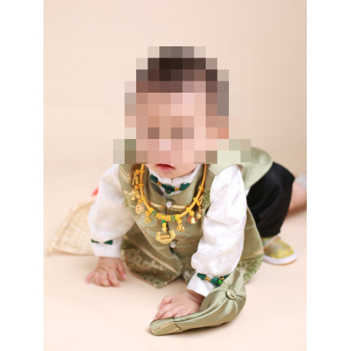 寶寶周嵗長命鎖項圈兒童紅掛繩百天項鍊嬰兒滿月百嵗平安金鎖編繩