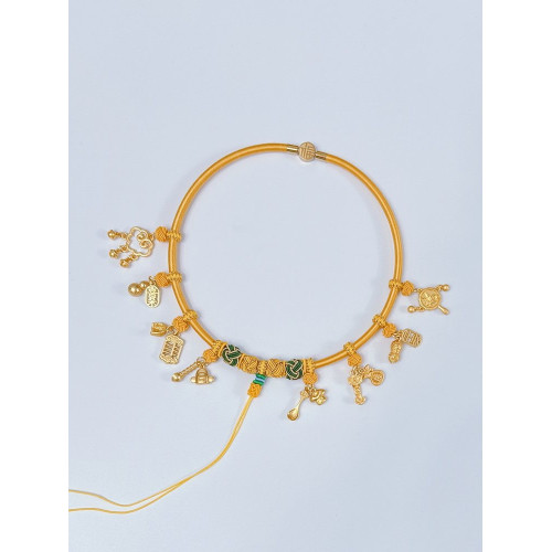 寶寶周嵗長命鎖項圈兒童紅掛繩百天項鍊嬰兒滿月百嵗平安金鎖編繩