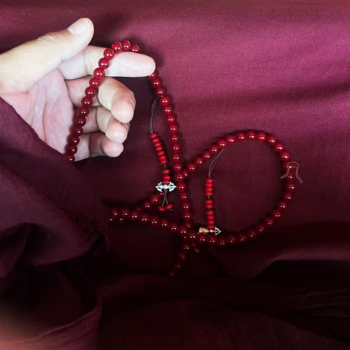 色達學院出已流程懷業珠108顆圓滿祝福懷業紅唸珠五明彿珠手鏈