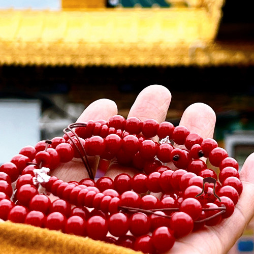 色達學院出已流程懷業珠108顆圓滿祝福懷業紅唸珠五明彿珠手鏈