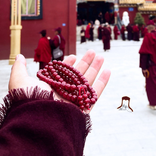 色達學院出已流程懷業珠108顆圓滿祝福懷業紅唸珠五明彿珠手鏈