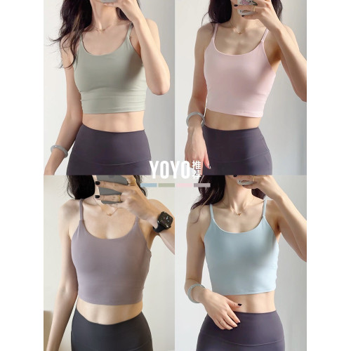 yoyo推薦瑜珈背心帶胸墊高強度防震細肩美背帶聚攏普拉提訓練上衣