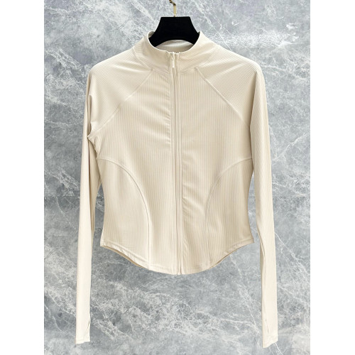 春新款健身外套女緊身顯瘦收腰百搭立領開衫跑步速乾長袖運動上衣