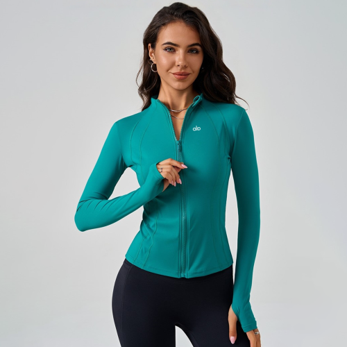 ALO ACTIVE速乾瑜珈服外套女緊身顯瘦拉鍊立領長袖專業跑步健身衣