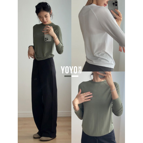 yoyo推薦秋冬季普拉提訓練服高級感瑜珈服女上衣長袖運動健身套裝