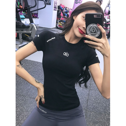 ALO ACTIVE速乾瑜珈服短袖T恤女彈力透氣普拉提健身跑步運動上衣