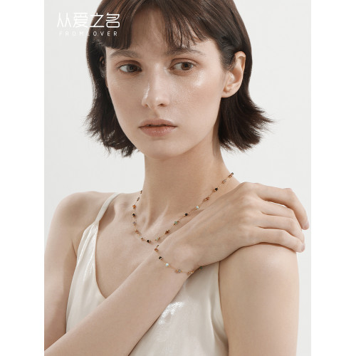 從愛之名仲夏夜項鍊女天然彩石設計師新款個性簡約多巴胺鎖骨鍊