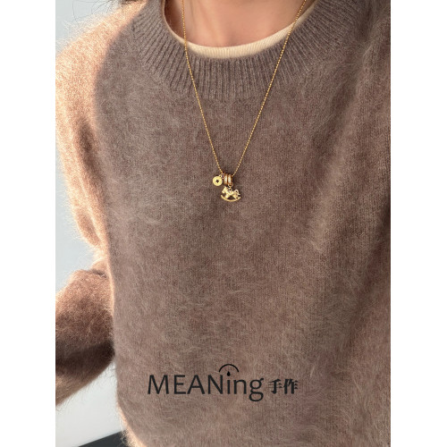 【馬年新品】金色碎冰冰馬上有錢小馬項鍊毛衣鏈輕奢高級感老錢風