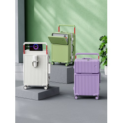 新款寬拉桿行李箱前開口鋁框男女拉桿箱靜音密碼箱大容量旅行箱24