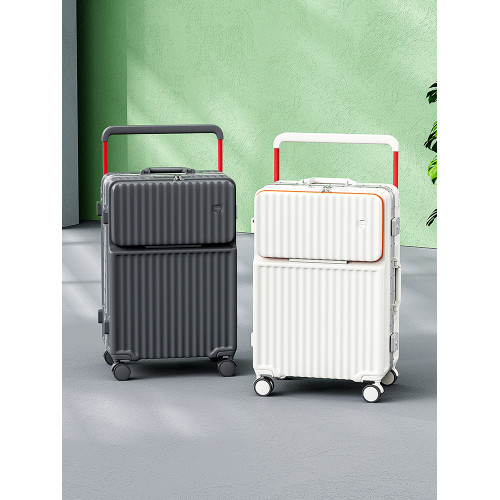 新款寬拉桿行李箱前開口鋁框男女拉桿箱靜音密碼箱大容量旅行箱24 新款寬拉桿行李箱前開口鋁框男女拉桿箱靜音密碼箱大容量旅行箱24