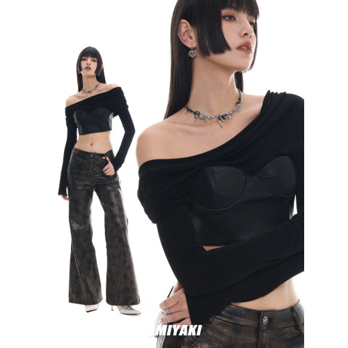 SUMIYAKI 龐克愛心繫列皮革項鍊 甜酷辣妹鎖骨鍊暗黑龐克小衆頸鏈