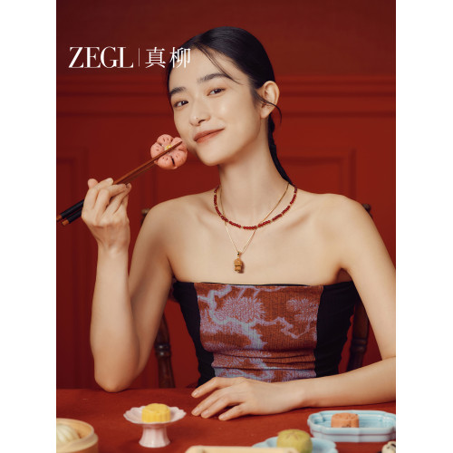 ZEGL寶寶彿系列檀木吊墜項鍊女秋冬長款毛衣鏈小衆復古曡戴鎖骨鍊