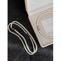 施家澳白磁吸釦珍珠項鍊女2026新款毛衣鏈輕奢氣質旗袍脖頸鏈配飾