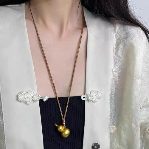 新中式國風古法沙金葫蘆吊墜項鍊男女同款2024新款百搭長款毛衣鏈