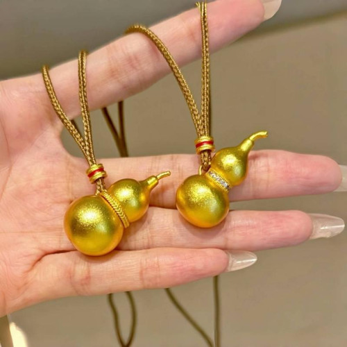 新中式國風古法沙金葫蘆吊墜項鍊男女同款2024新款百搭長款毛衣鏈