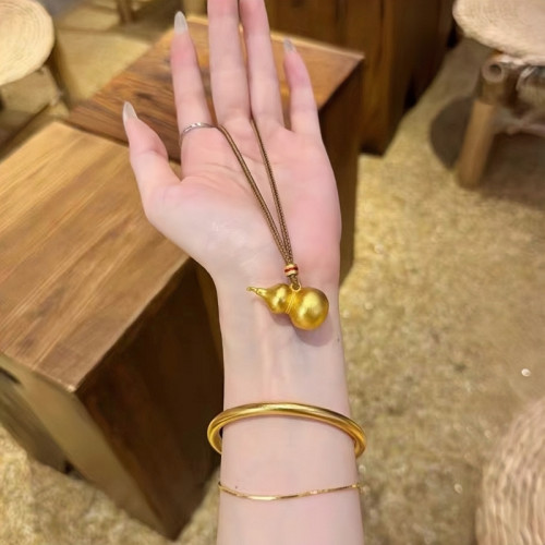 新中式國風古法沙金葫蘆吊墜項鍊男女同款2024新款百搭長款毛衣鏈