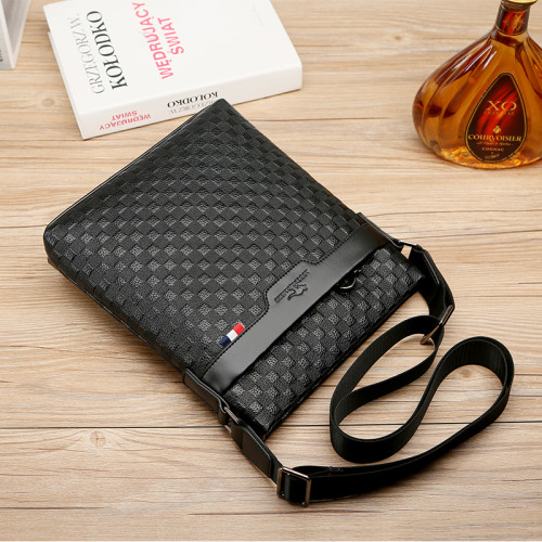 男包真皮商務單肩包頭層牛皮後後背包格子紋皮男士包包軟皮休閒斜後後背包