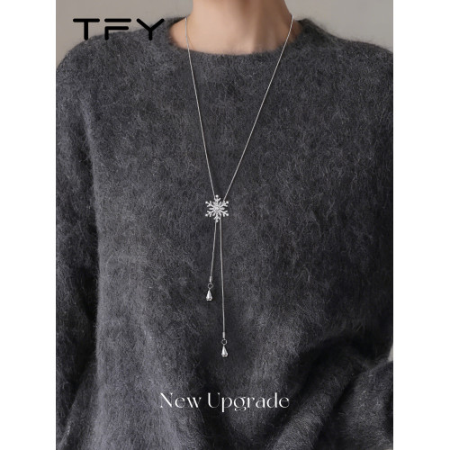 冬季雪花毛衣掛飾項鍊女輕奢精緻大氣高級感秋冬百搭不掉色毛衣鏈 冬季雪花毛衣掛飾項鍊女輕奢精緻大氣高級感秋冬百搭不掉色毛衣鏈