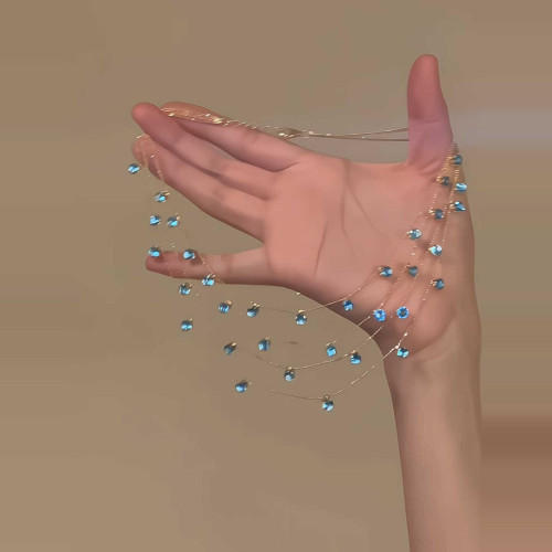 晚宴主角！滿天星鋯石流蘇項鍊女款小衆個性多層曡戴鎖骨鍊高級感