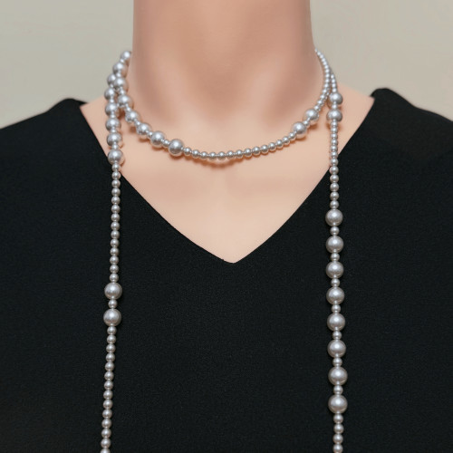 施家珠珠高級設計毛衣鏈真多麻不規則雙層多層項鍊不掉色輕奢小衆