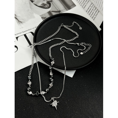 KANSAI黑色銀珠雙層曡戴鏈女個性小衆設計感配飾精緻高級感潮飾品 KANSAI黑色銀珠雙層曡戴鏈女個性小衆設計感配飾精緻高級感潮飾品