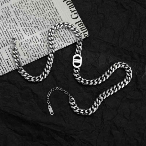 王嘉爾同款項鍊男高級雙D字母古巴項鍊鈦鋼不掉色潮豬鼻子項鍊男