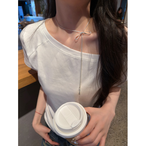 十裡間【抽繩蝴蝶結】甜美浪漫亮晶晶鏤空愛心蝴蝶結項鍊毛衣鏈