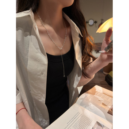 十裡間【抽繩蝴蝶結】甜美浪漫亮晶晶鏤空愛心蝴蝶結項鍊毛衣鏈