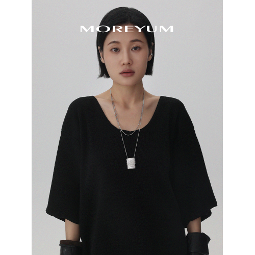 慕陽MUYANG長款百搭編織包包項鍊女曡戴高級感鈦鋼毛衣鏈配飾吊墜