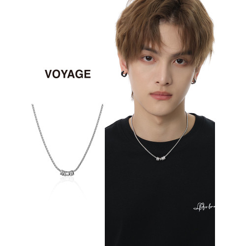 圓環轉運珠吊墜項鍊男款小衆高級感鎖骨鍊男士潮牌百搭男生配飾