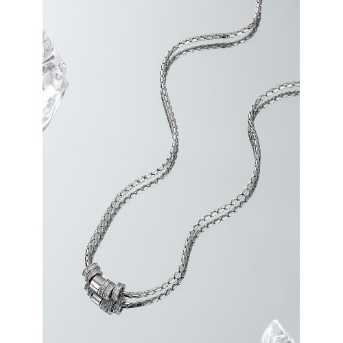 圓環轉運珠吊墜項鍊男款小衆高級感鎖骨鍊男士潮牌百搭男生配飾