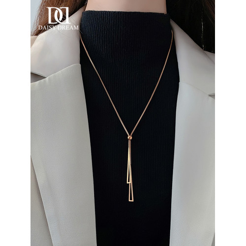 長款幾何流蘇項鍊配飾女小衆設計2026年新款爆款毛衣鏈高級鎖骨鍊