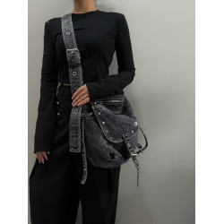 復古潮流百搭水洗牛仔托特包男女大容量單肩斜後後背包潮牌流浪包通勤