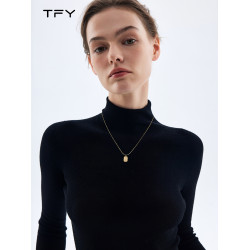 金色方牌毛衣鏈項鍊女長款簡約鎖骨鍊配飾小衆鈦鋼不掉色吊墜頸鏈