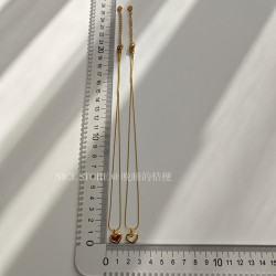 晚睡的桔梗「復興戀詩」日韓紅色愛心吊墜鈦鋼項鍊雙面桃心鎖骨鍊