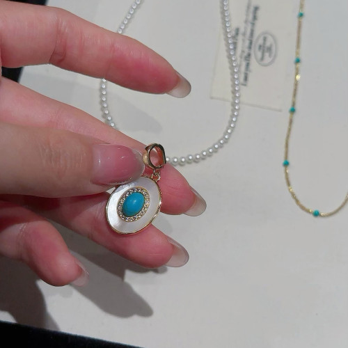 氣質茶白綠松仿珍珠毛衣項鍊女2026新款高級感鎖骨頸鏈輕奢小衆配 氣質茶白綠松仿珍珠毛衣項鍊女2026新款高級感鎖骨頸鏈輕奢小衆配