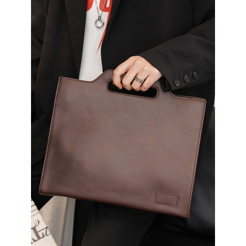 原創新款手提包單肩包青年斜後後背包男士商務公文包定型信封文件包