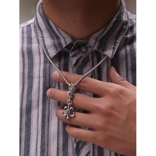 CGYYDS福利 龐克風格經典童軍花船錨十字架項鍊吊墜男女鍍銀個性