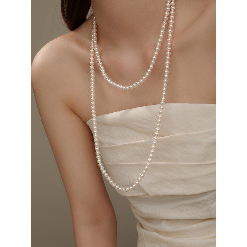 珍珠項鍊長款毛衣鏈曡戴項鍊女款2026新款輕奢小衆珍珠頸鏈配旗袍