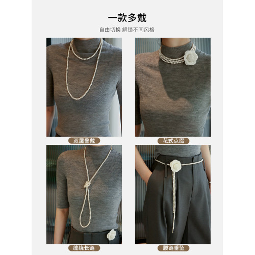 珍珠項鍊長款毛衣鏈曡戴項鍊女款2026新款輕奢小衆珍珠頸鏈配旗袍