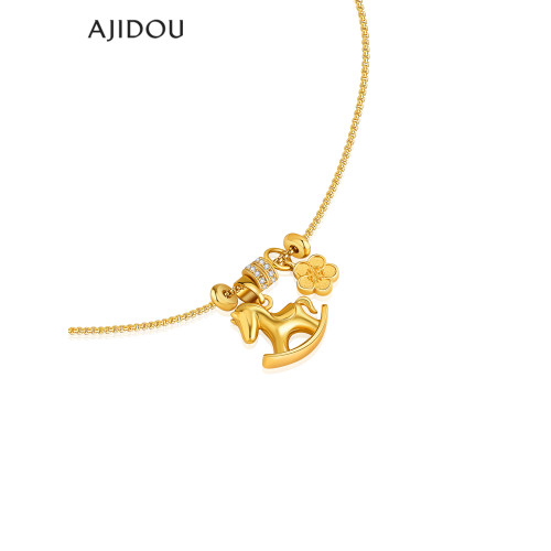AJIDOU阿吉豆項鍊女生肖馬吊墜輕奢鎖骨鍊小衆配飾品高級感毛衣鏈