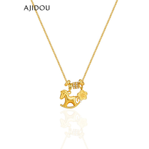 AJIDOU阿吉豆項鍊女生肖馬吊墜輕奢鎖骨鍊小衆配飾品高級感毛衣鏈