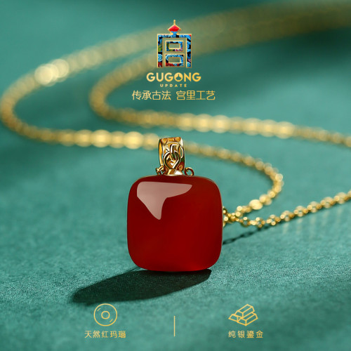 宮裡上新紅瑪瑙吊墜紅色項鍊女紅寶石方糖無事牌鎖骨鍊生日禮物 宮裡上新紅瑪瑙吊墜紅色項鍊女紅寶石方糖無事牌鎖骨鍊生日禮物