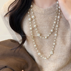 小香風雙層曡戴珍珠項鍊女2026新款爆款輕奢高級感長款毛衣鏈配飾