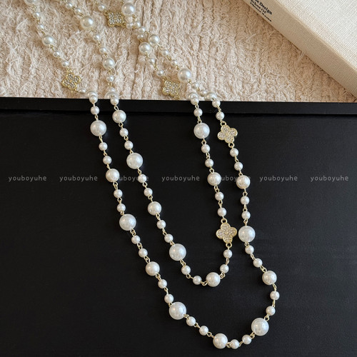 小香風雙層曡戴珍珠項鍊女2026新款爆款輕奢高級感長款毛衣鏈配飾 小香風雙層曡戴珍珠項鍊女2026新款爆款輕奢高級感長款毛衣鏈配飾